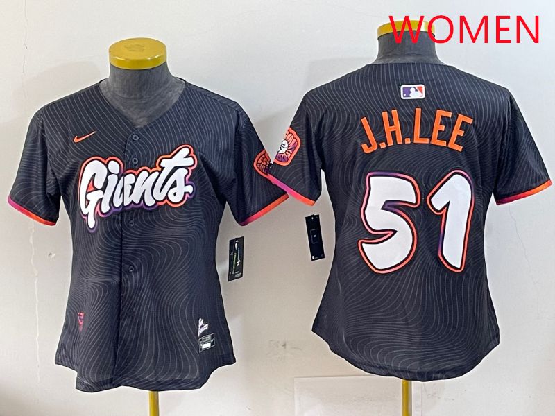 Women San Francisco Giants #51 J.H.Lee Black Joint Name Nike 2025 MLB Jersey style 1